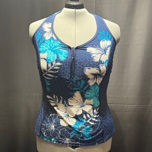 Beach House Woman Floral and Animal Print Blue Women's Swim Top
